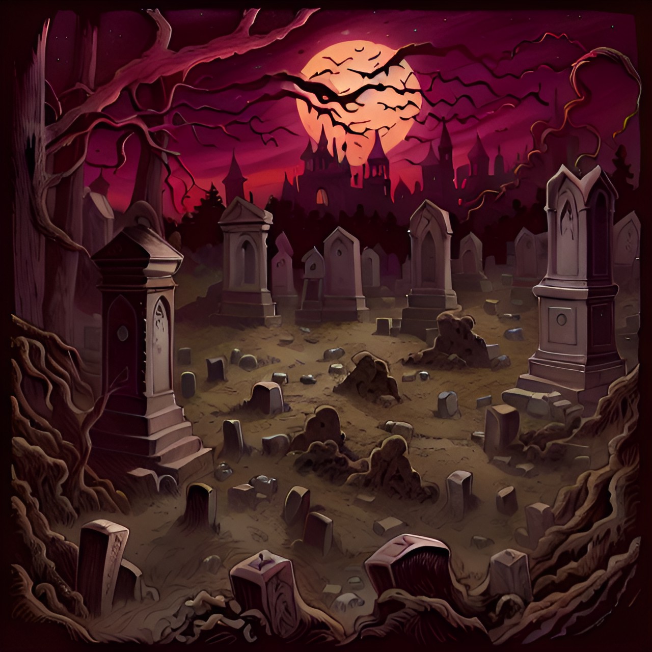 densely web infested graveyard, night by lovecraft preview