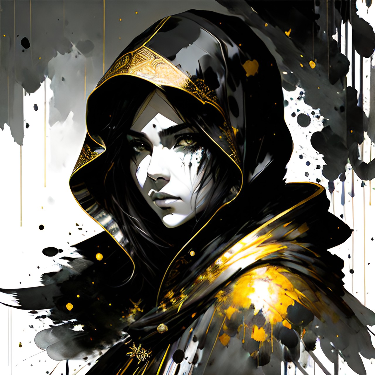 Cloaked - silver and gold face and cloak preview