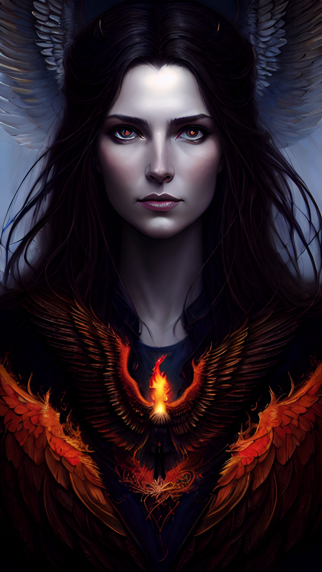 fire woman with wings, portrait preview