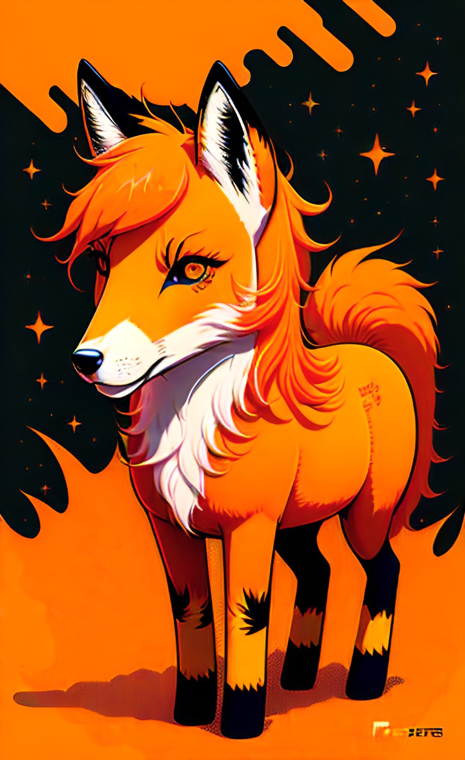 fox pony hybrid, orange with long black and orange hair cute preview