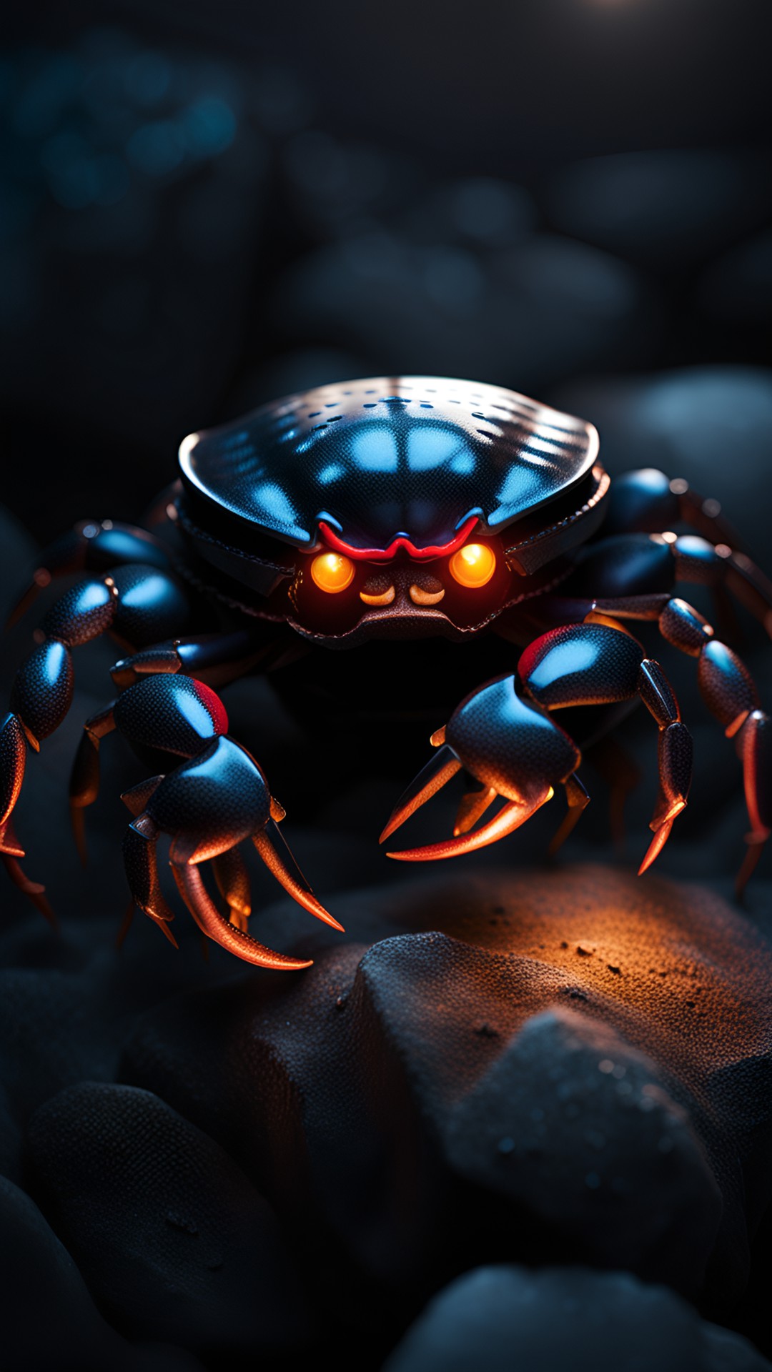 dark crab, glowing eyes, rock texture preview