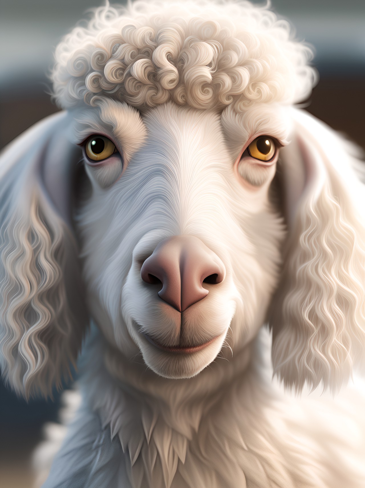 mule poodle goat, realistic, uhd, 8k, high key lighting preview