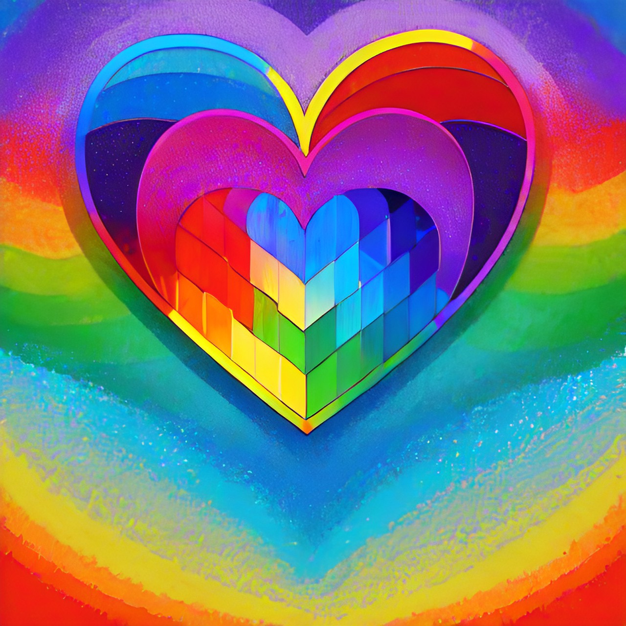 Rainbow Hearts - rainbow heart - a heart made of rainbows, with love and light shining from it. preview