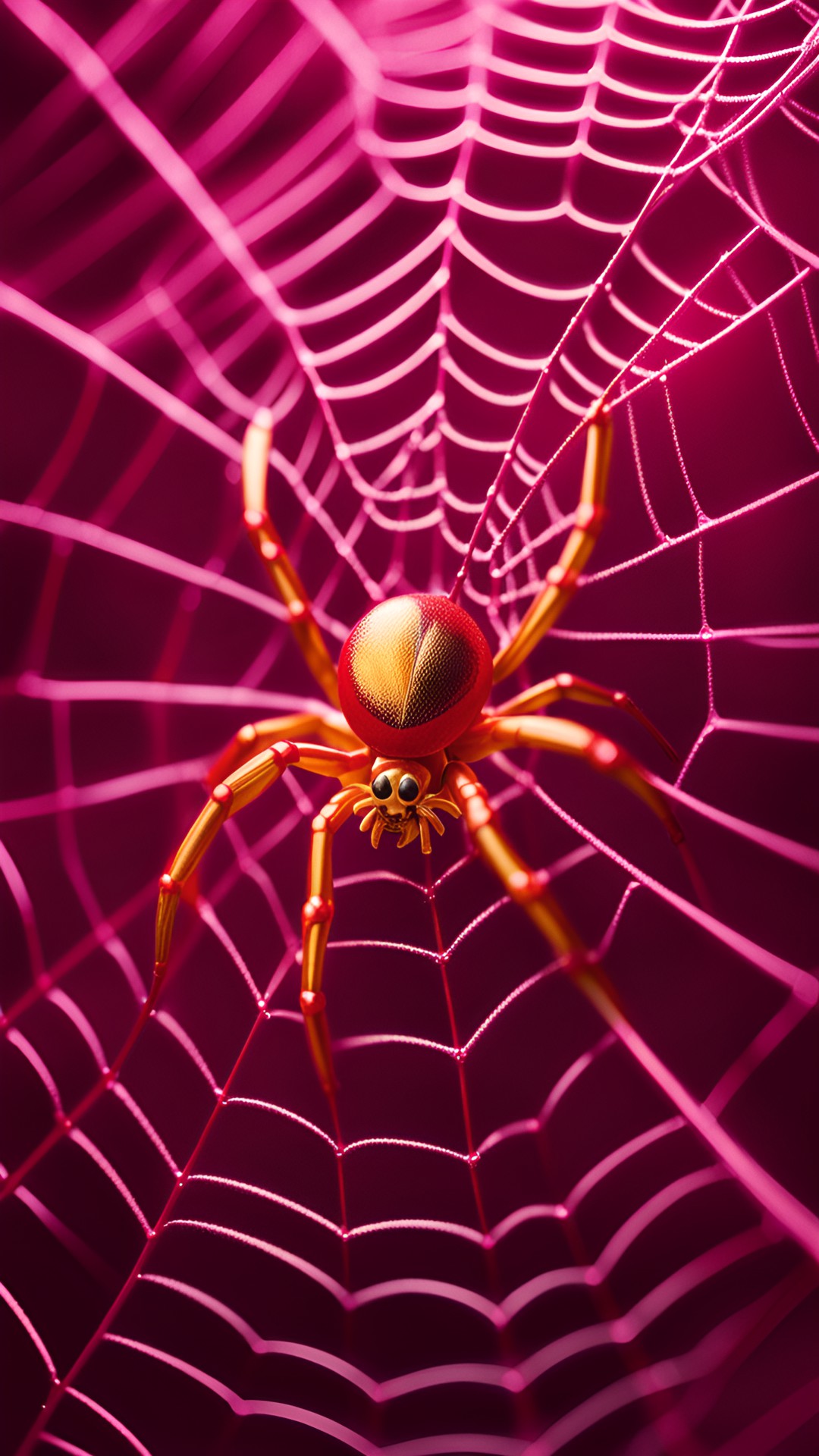 Gold Spider - gold and scarlet magenta spider web with spider preview