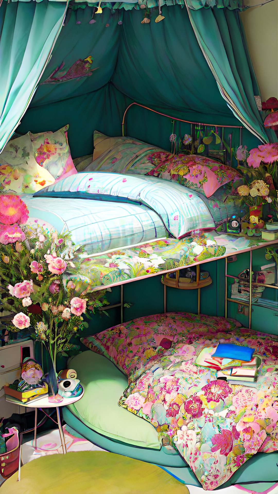 fancy flower themed bedroom cozy preview