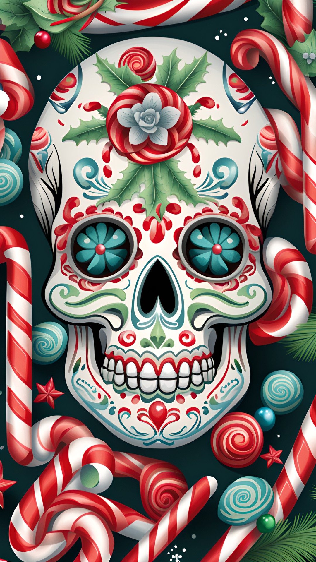 sugar skull christmas candy cane preview