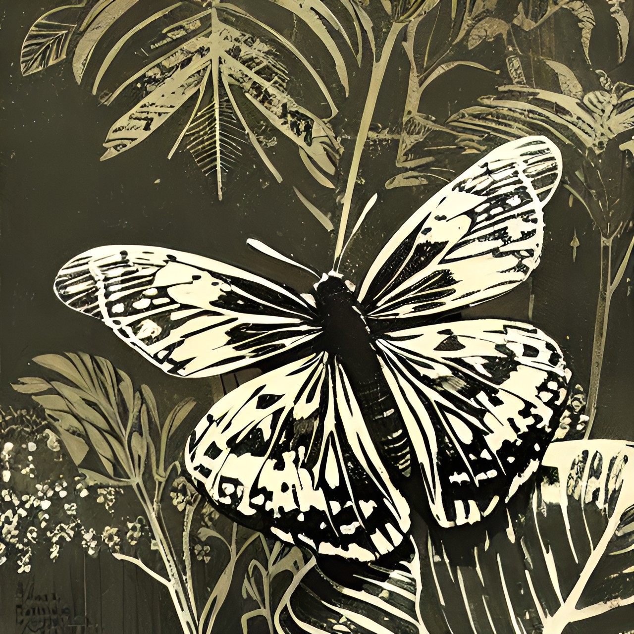 botanical print with moths preview