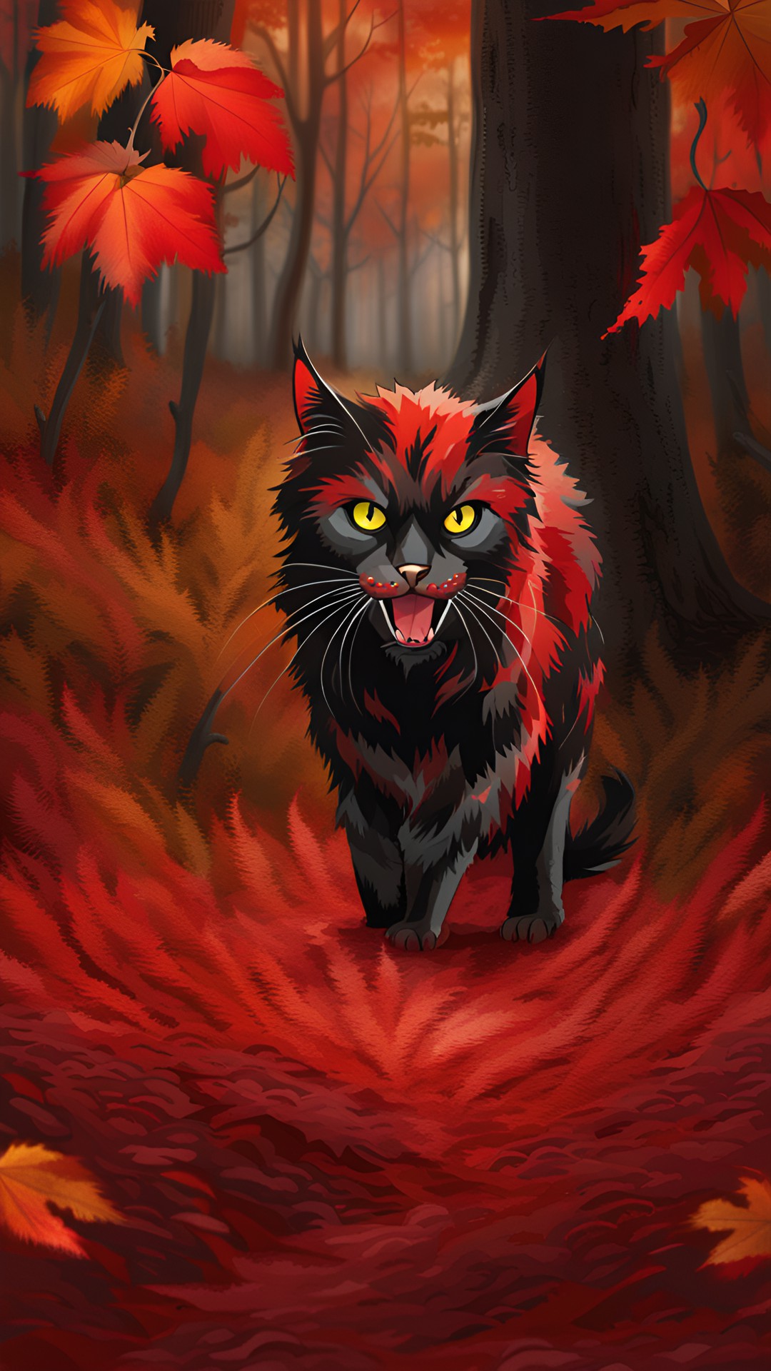 bloodthirsty cat in a autumn forest preview