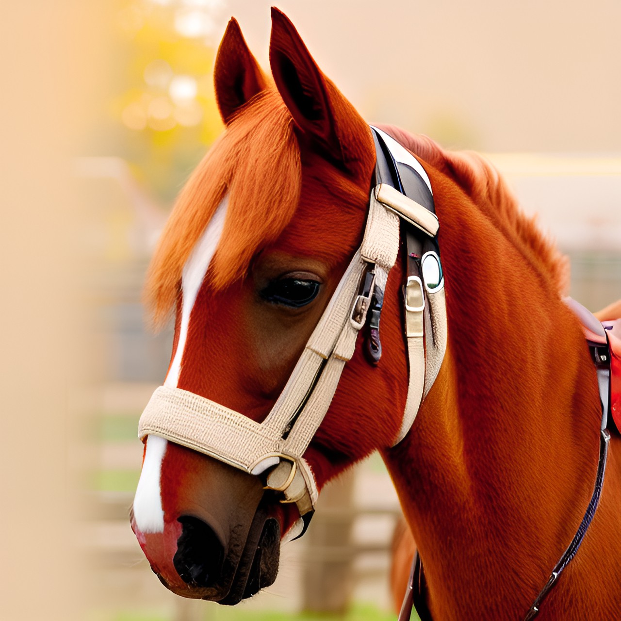 make this red-haired draft horse harnessed to a cart preview