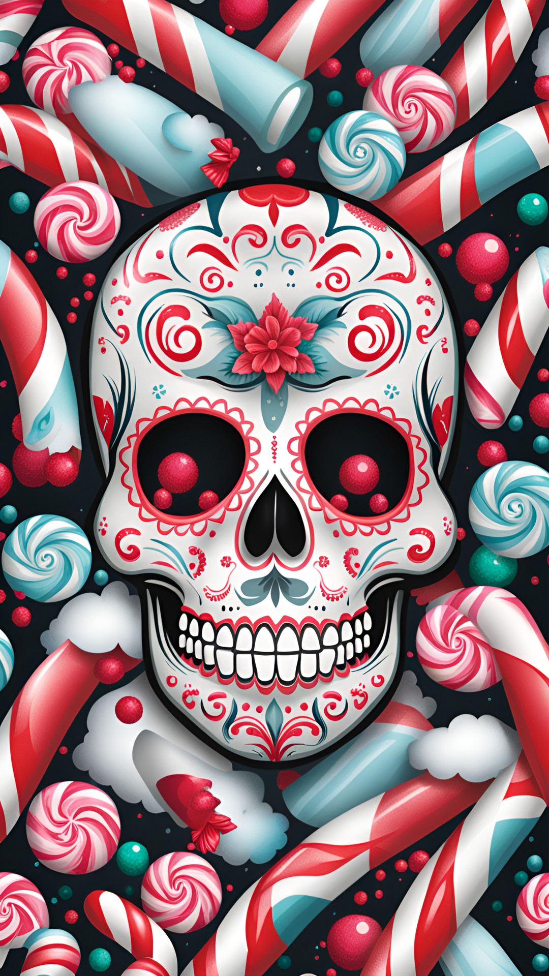 candy cane sugar skull preview