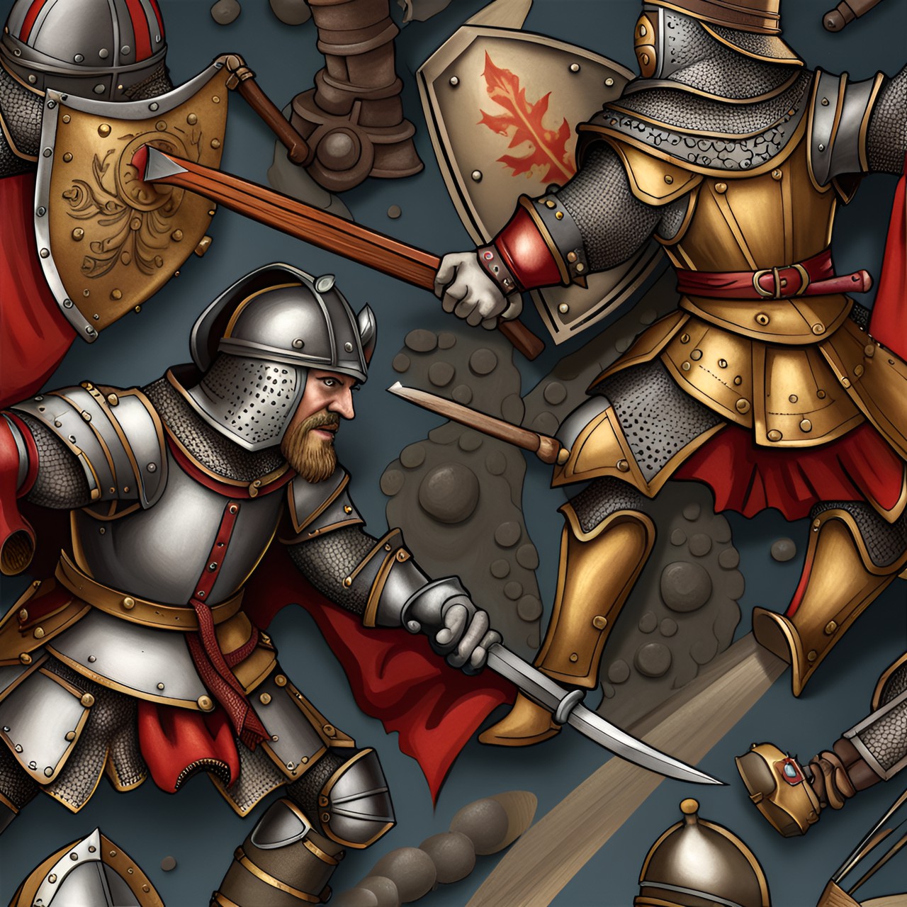 medieval battle, high detail, intricate details, realistic damage preview