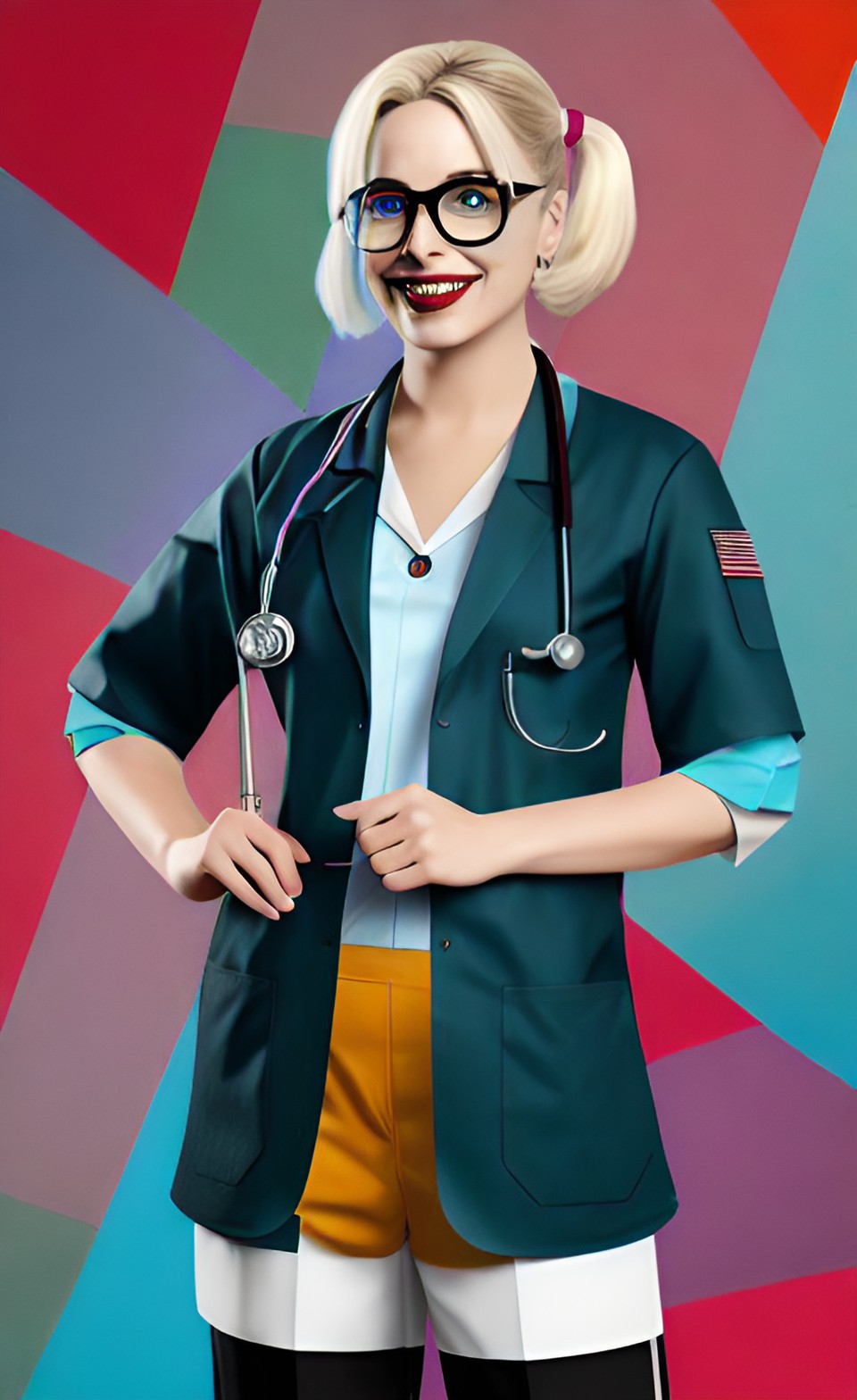 Dr. Harley Quinn 3 - doctor harley quinn with surgical uniform and surgical gloves preview