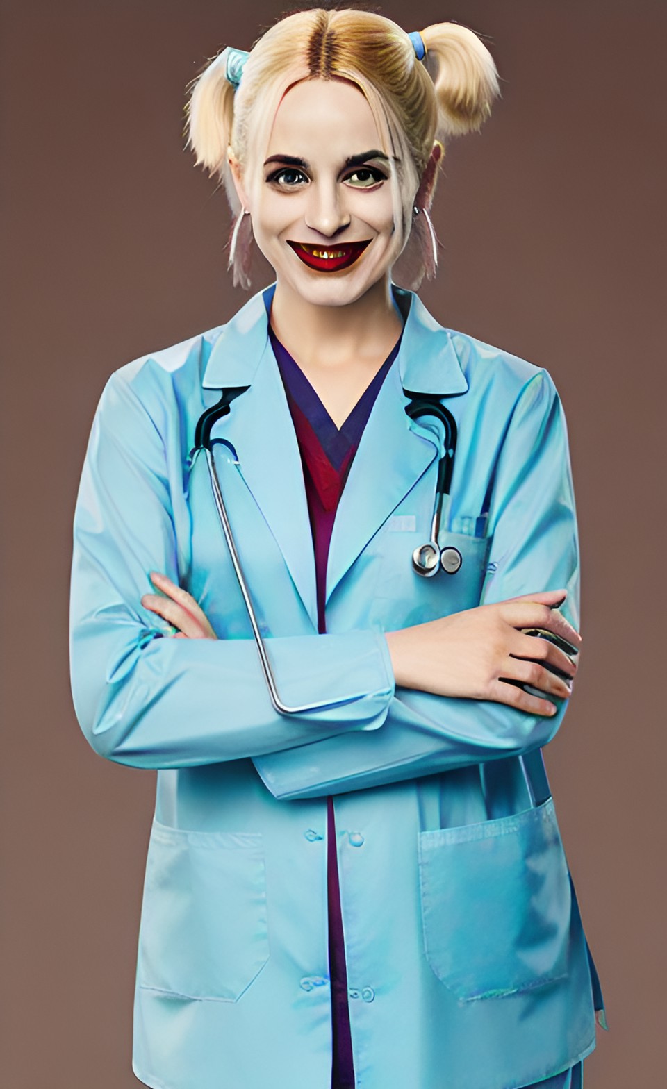 Dr. Harley Quinn 4 - doctor harley quinn with surgical uniform and surgical gloves preview