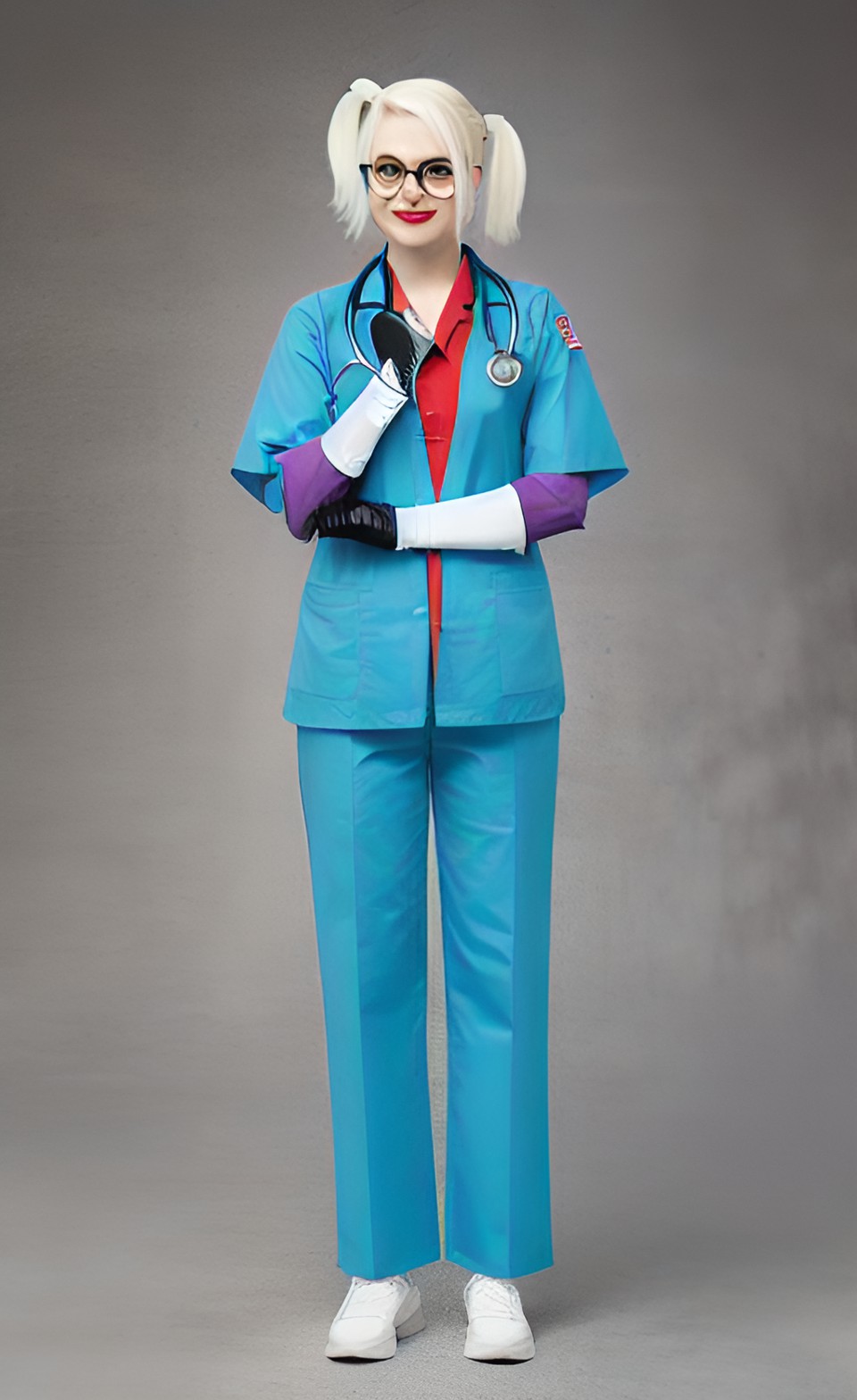 Dr. Harley Quinn 5 - doctor harley quinn with surgical uniform with surgical gloves preview