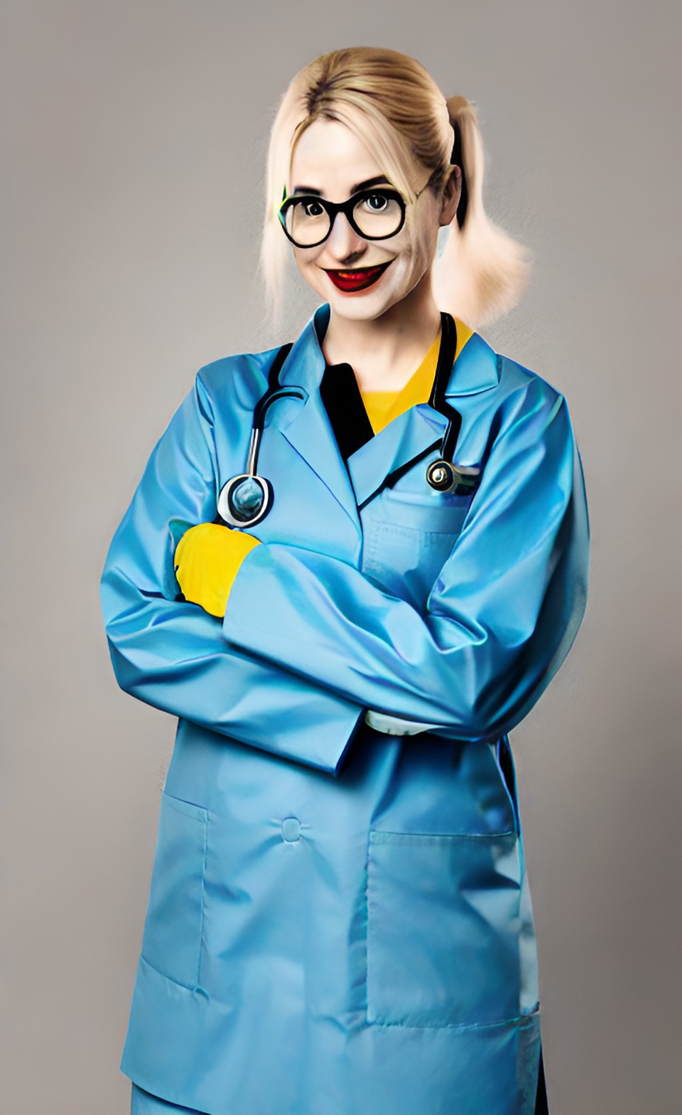 Dr. Harley Quinn 6 - doctor harley quinn with surgical uniform with surgical gloves preview