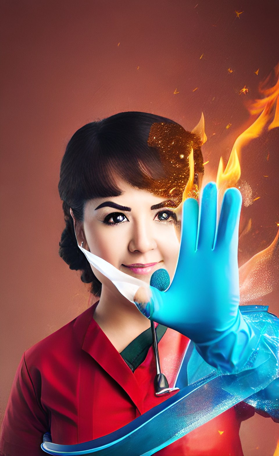 Nurse of Fire and Ice - nurse in gloves of fire and ice preview