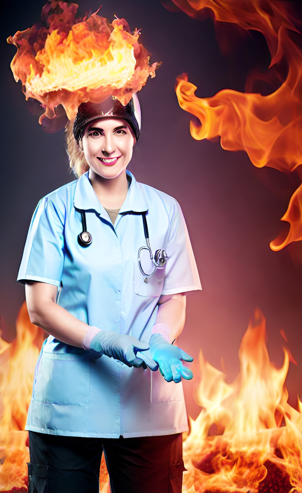 Nurse on Fire and Ice 3 - nurse in gloves of fire and ice preview