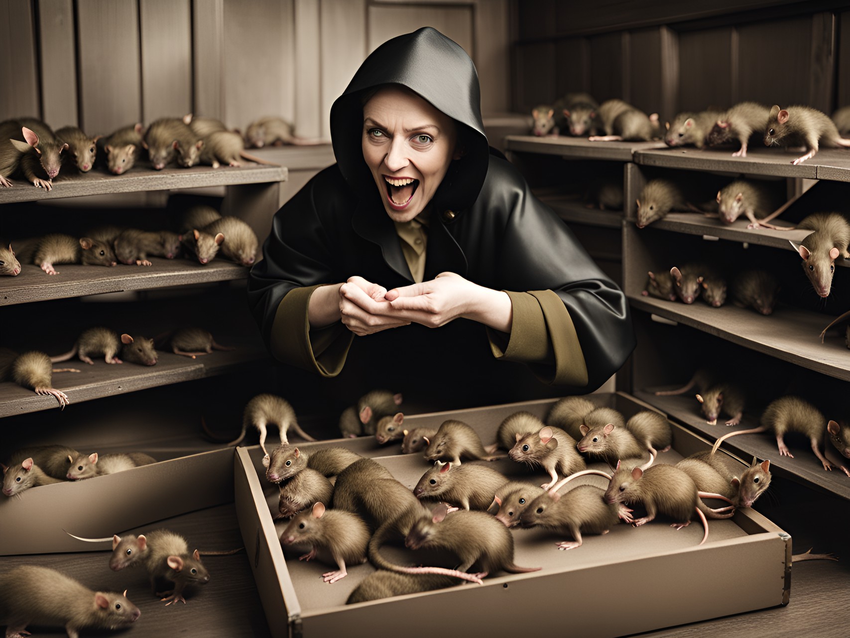 excited woman inspecting a box of plague rats preview