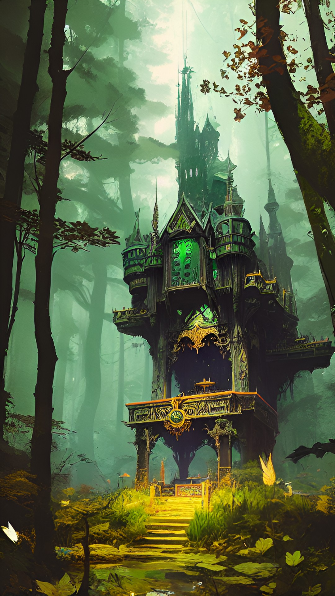 Green Knight Domain - green knight on throne in the eldritch forest. preview