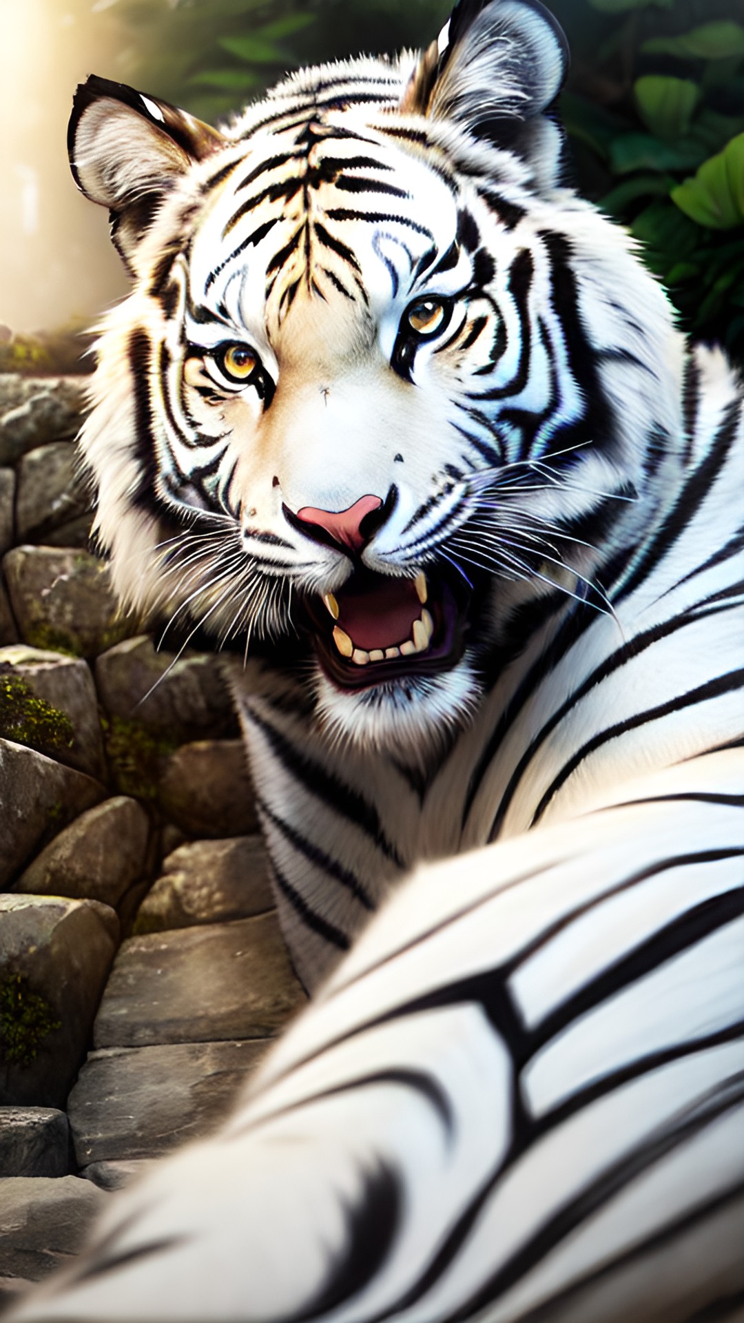 a singular white bengal tiger, only 1 tiger, wearing a covid 19 mask preview