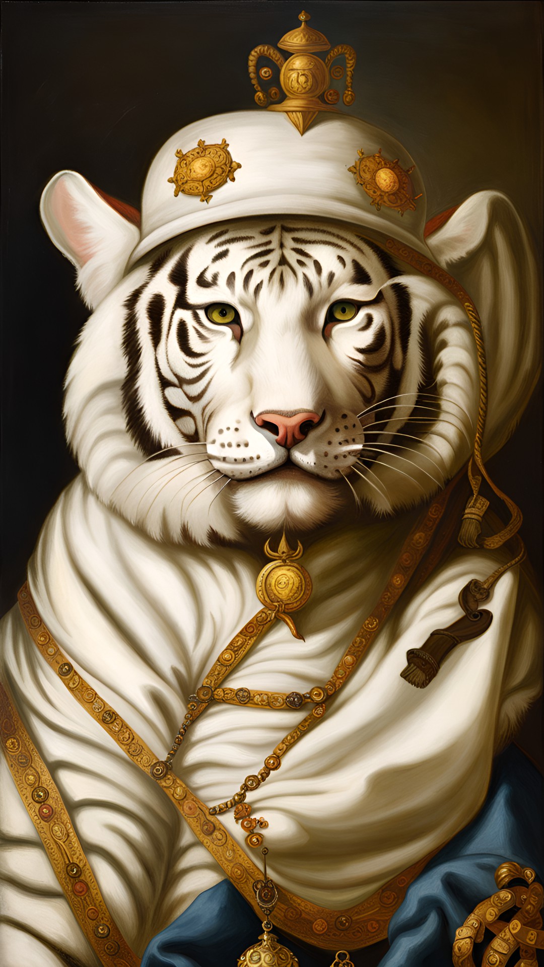 a singular white bengal tiger, only 1 tiger, wearing a covid 19 mask preview