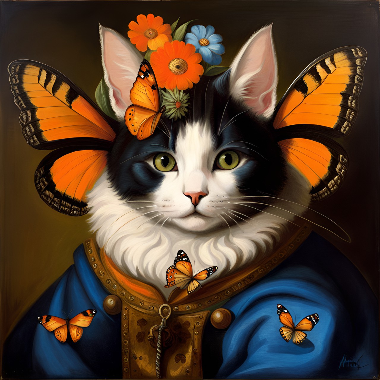 bohemian flower cat with butterfly wings preview