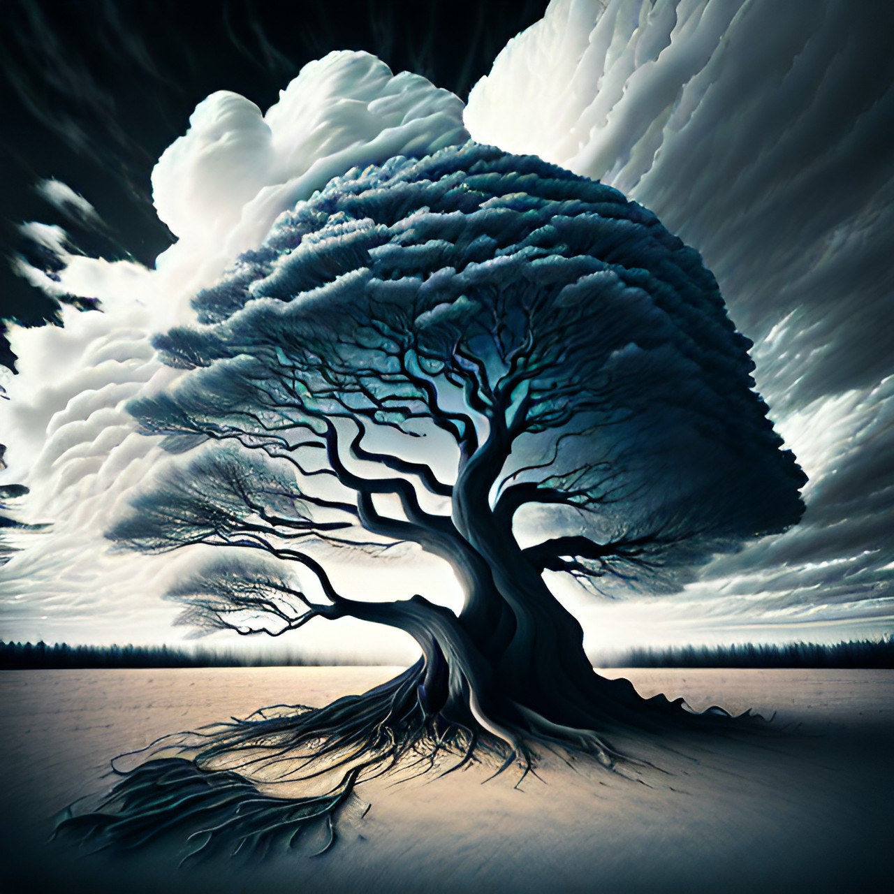 twisted tree and clouds preview