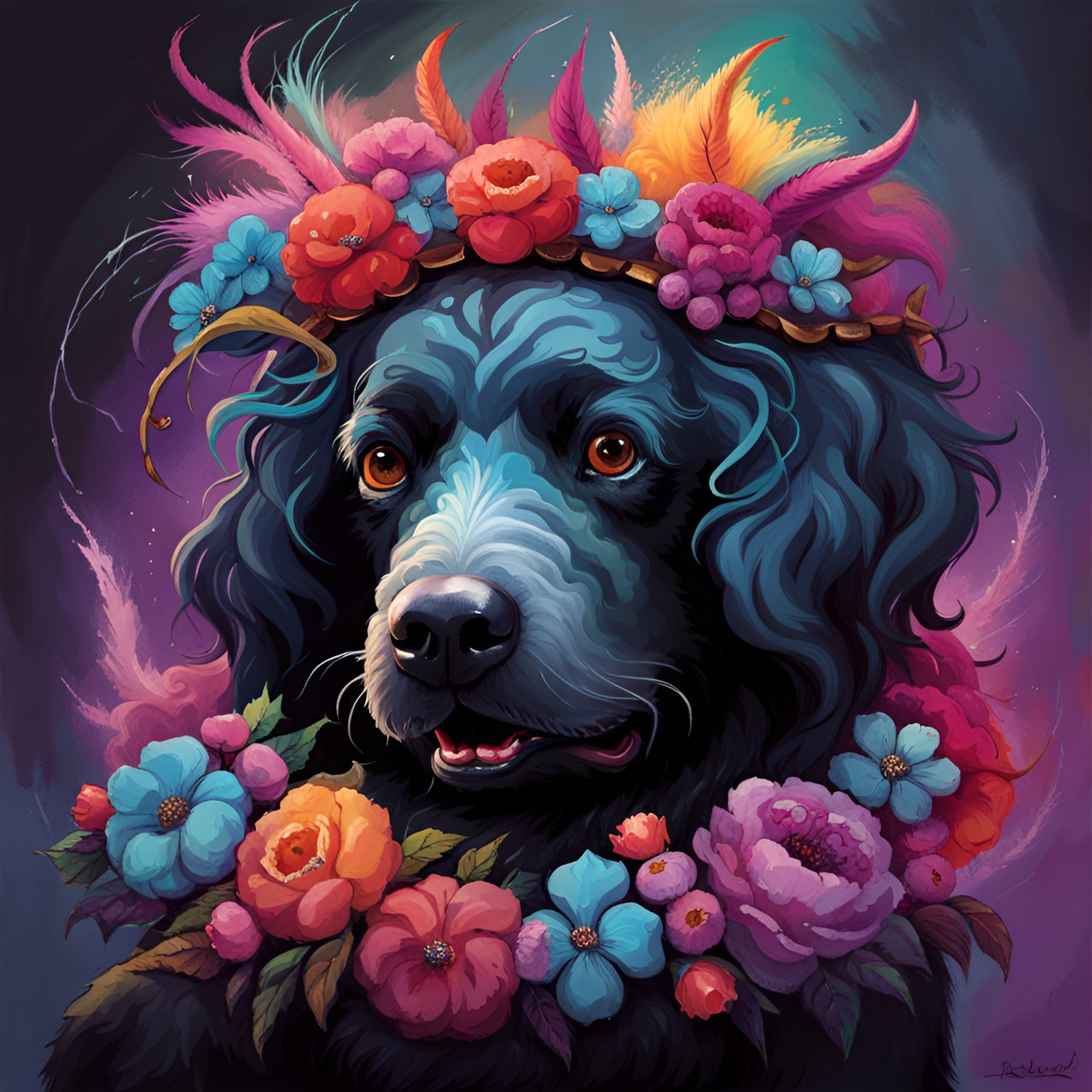 spoodle with flower crown preview