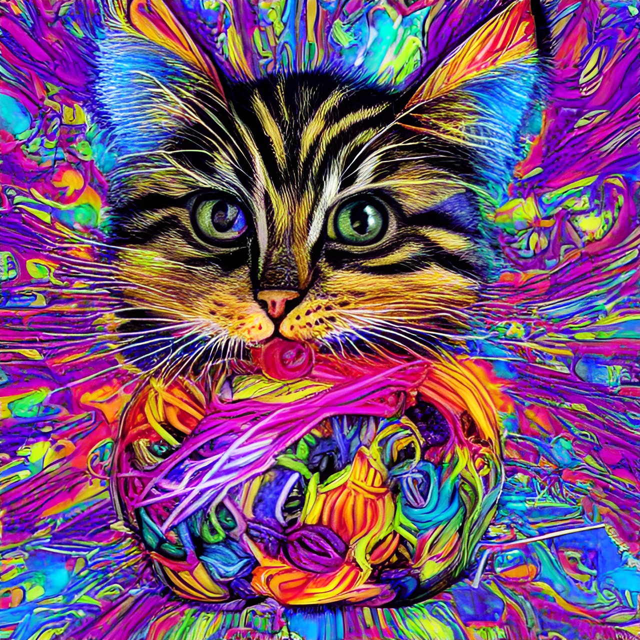 Kitten - kitten - a kitten playing with a ball of yarn preview