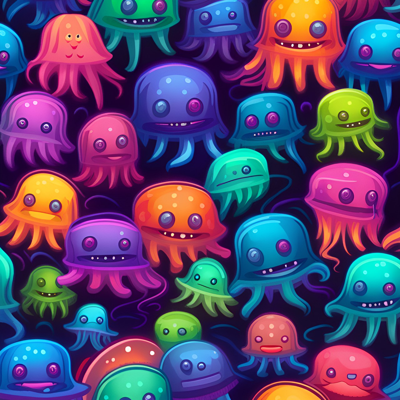 multicolored neon adorable little jelly monster preview