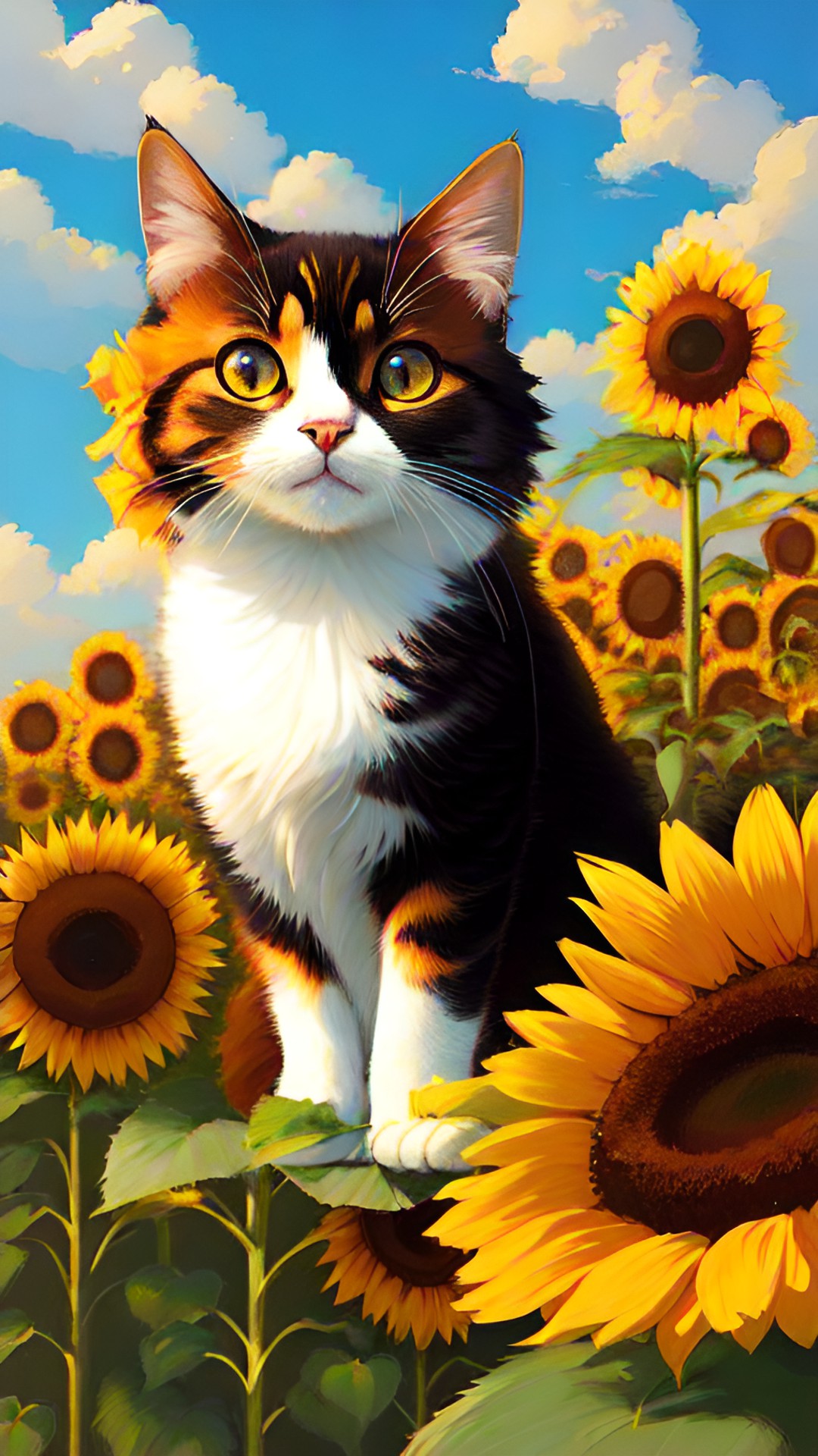 cat in sunflowers preview