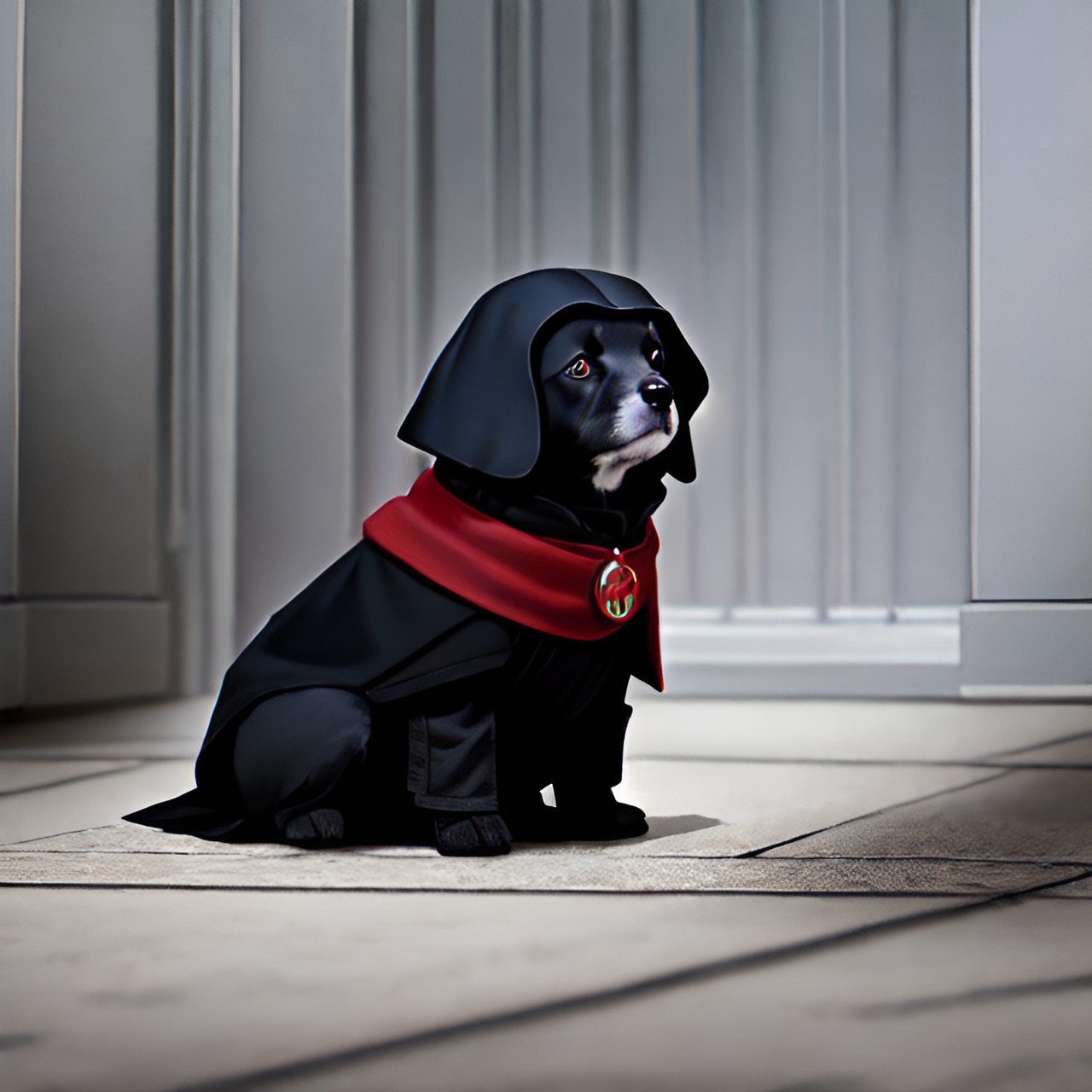 emperor palpatine as a puppy, all alone in his dark sith lair. preview