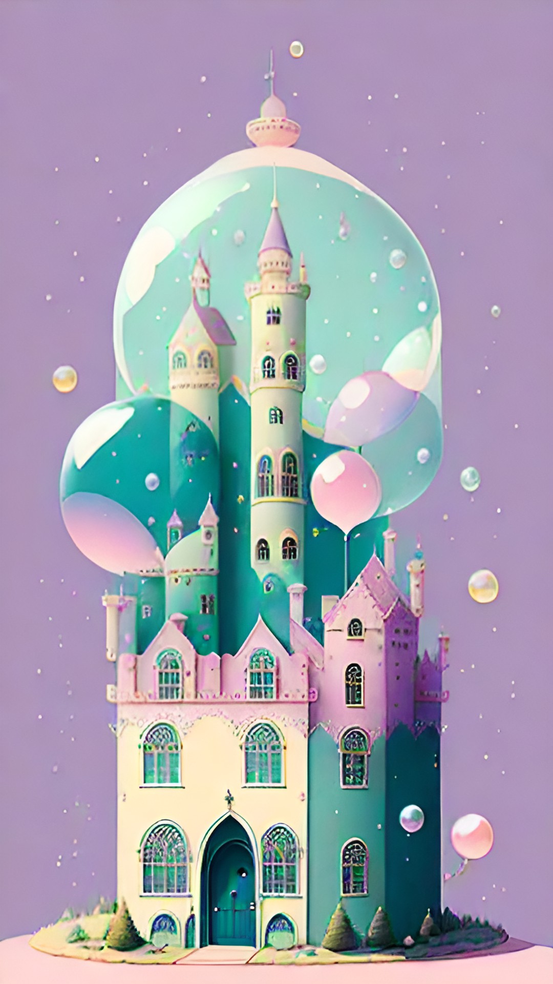 pastel colors castle  bubbles preview