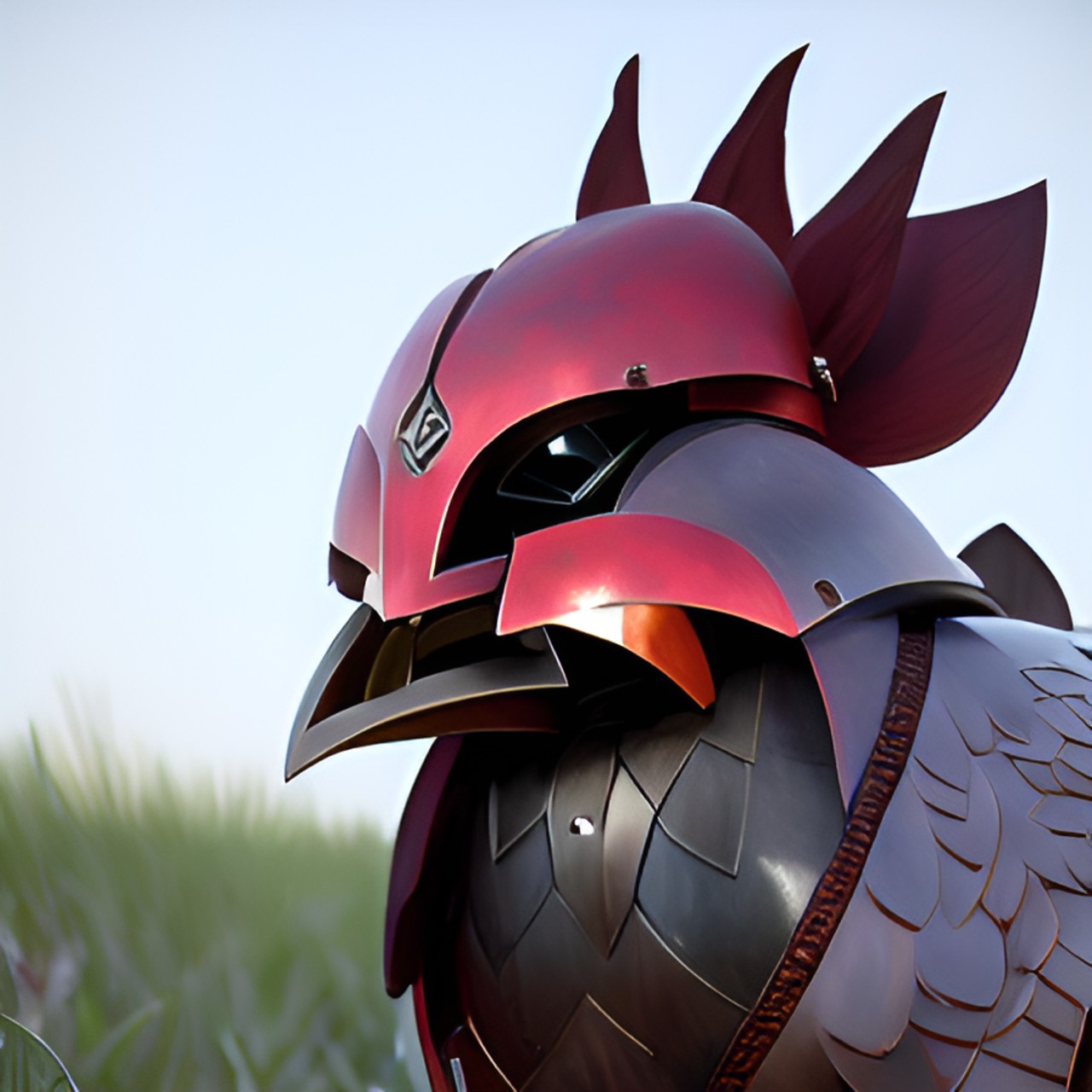 chicken in a mandolorian costume - a chicken in a mandolorian costume, looking fierce and ready to fight. preview