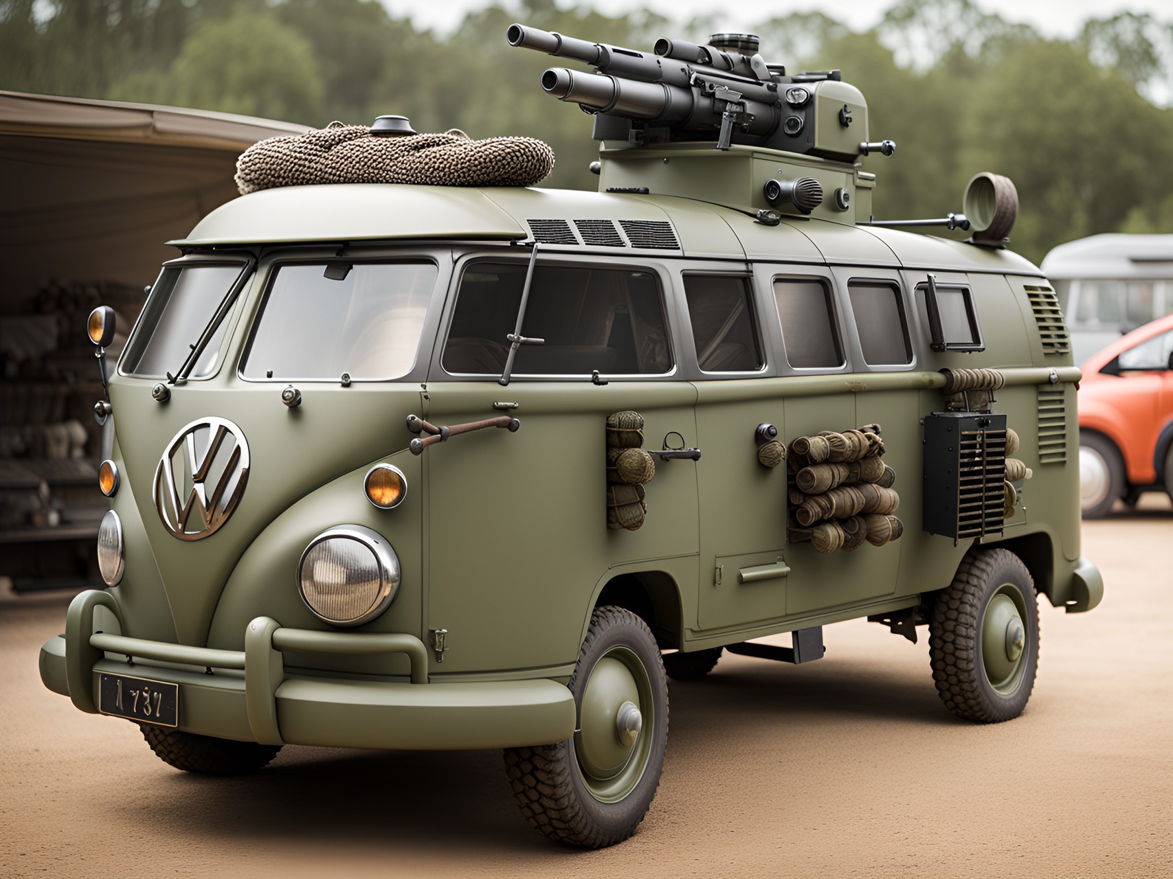 vw van with a turreted machine gun preview