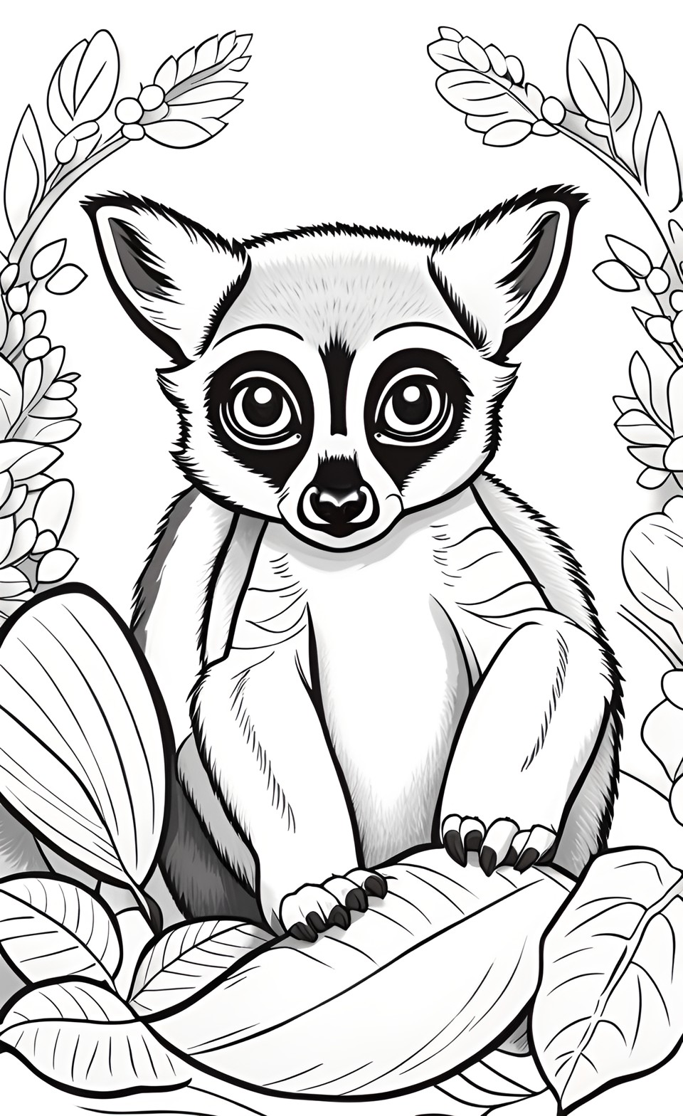 coloring page of a ring-tailed lemur in cartoon style preview