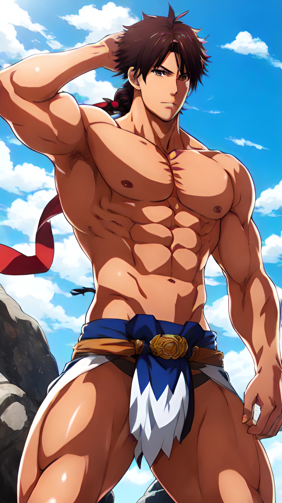 handsome man wearing no shirt and a loin cloth preview