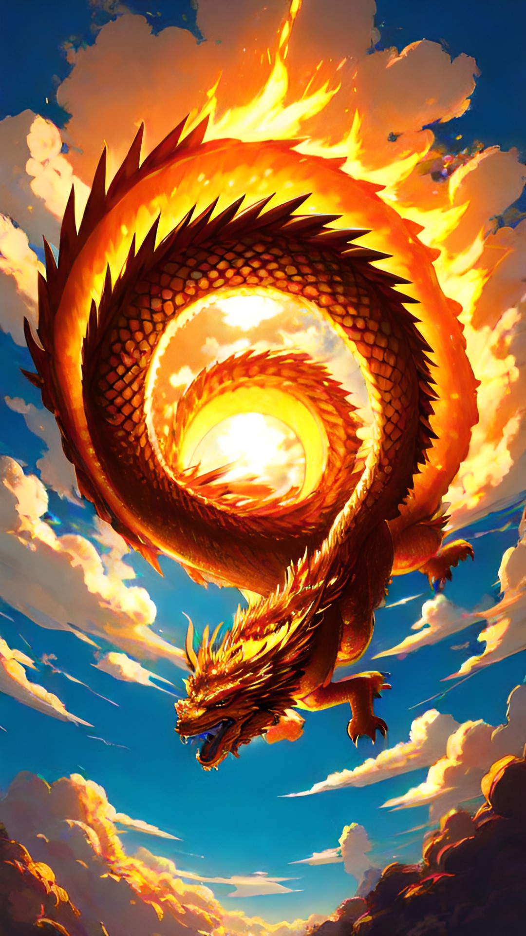 The golden dragon - a golden dragon breathing golden fire preview