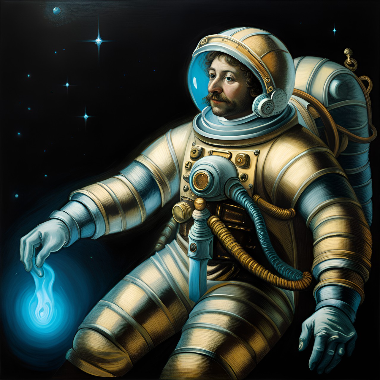 Man in Space - bioluminescent shiny glow astronaut preview