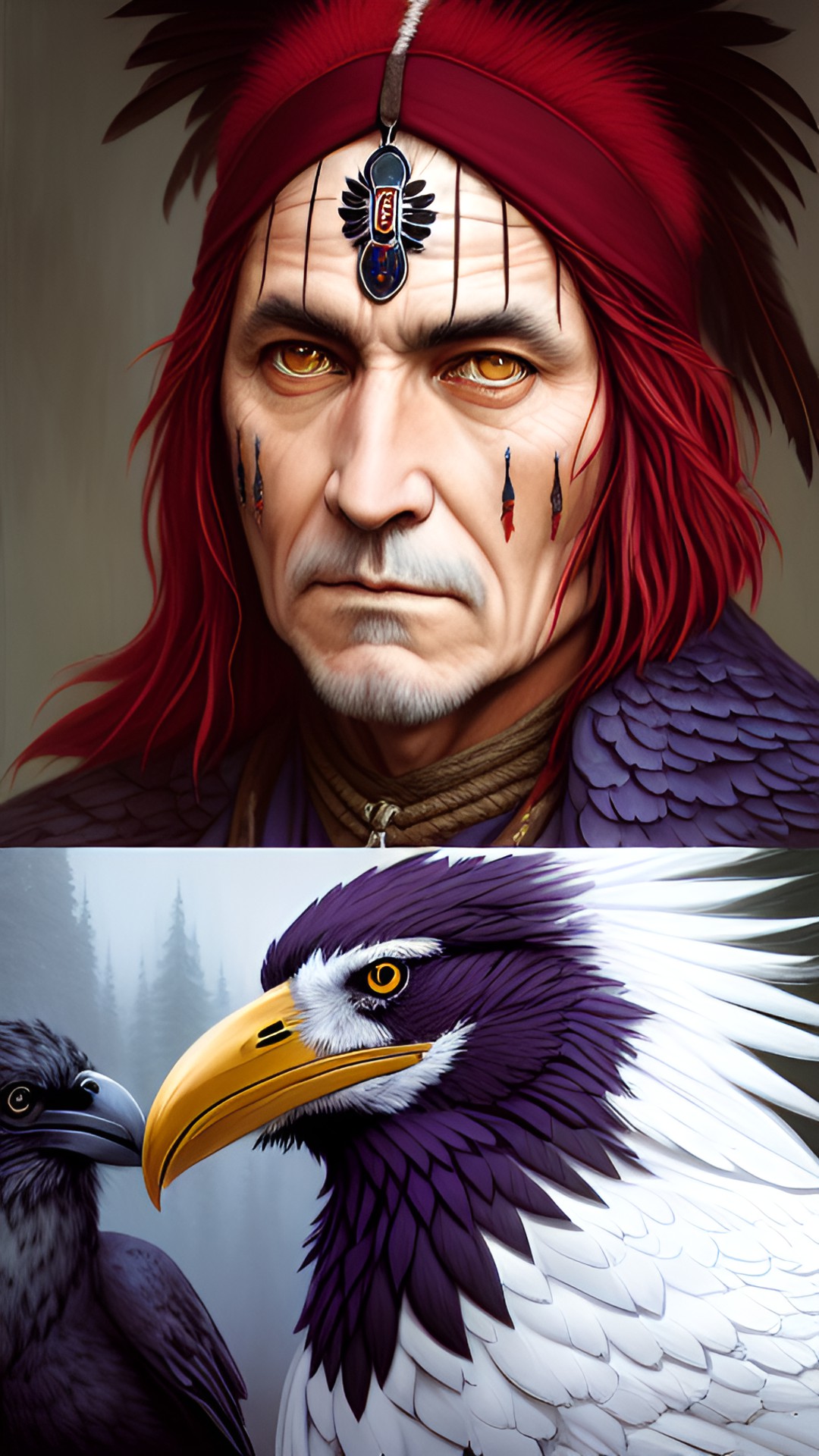 ravens , wolfs, native american, warrior preview