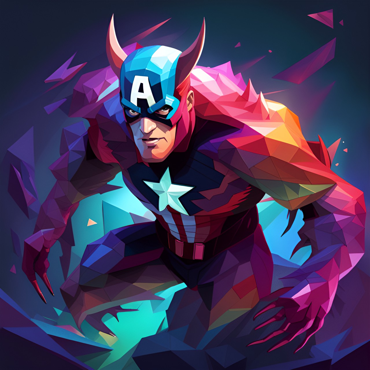 lowpoly art of captain america preview