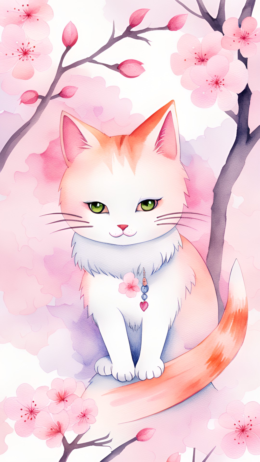 watercolor sakura neko preview