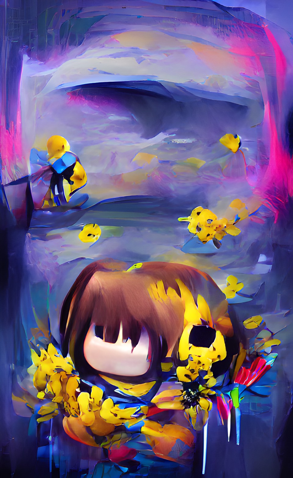 frisk - frisk fallen child undertale yellow flowers falling preview