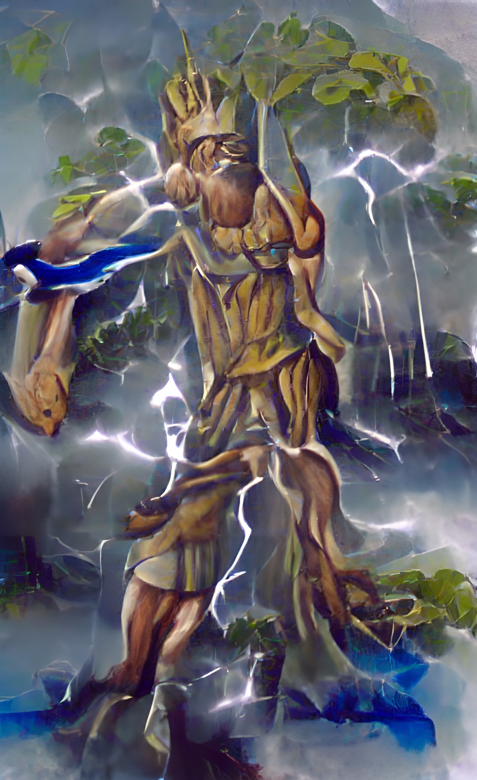 god of lightning and storms. the striker lord of oaks  holding a hammer weapon. thunder and lightning destructive and regenerative: a lightning bolt can cleave a stone or a tree, rain brings fruit preview