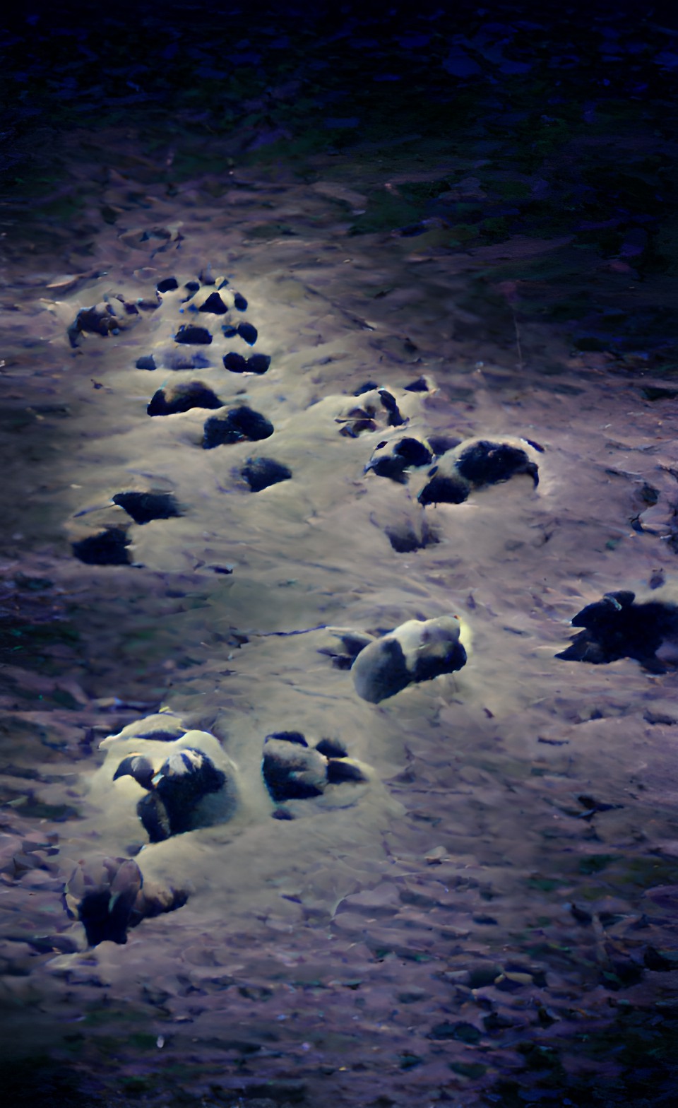 the footprints of sheep wandering off into the dark and dangerous night preview