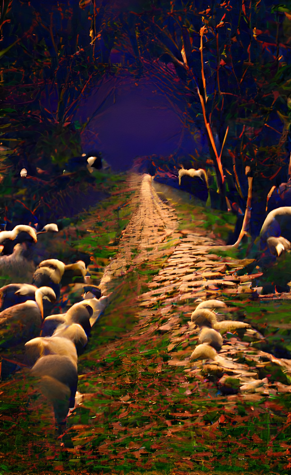 the winding path of foolish sheep wandering off into the dark cold and dangerous jaws of night. this is the wide road that leads to destruction preview