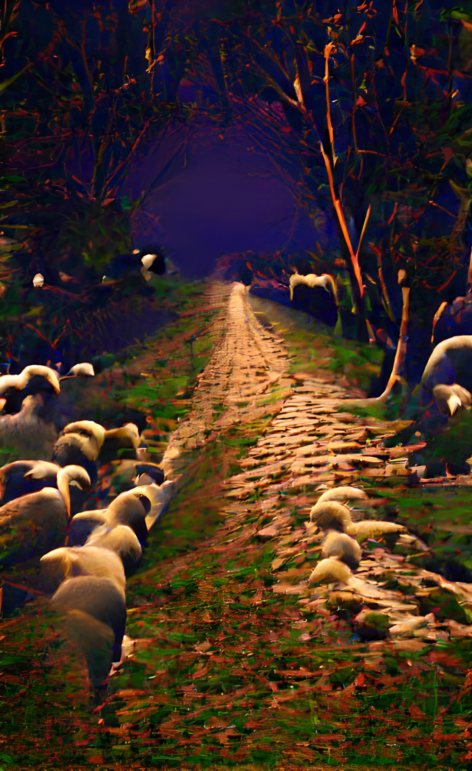 the winding path of foolish sheep wandering off into the dark cold  and dangerous jaws of night. this is the wide road that leads to destruction preview